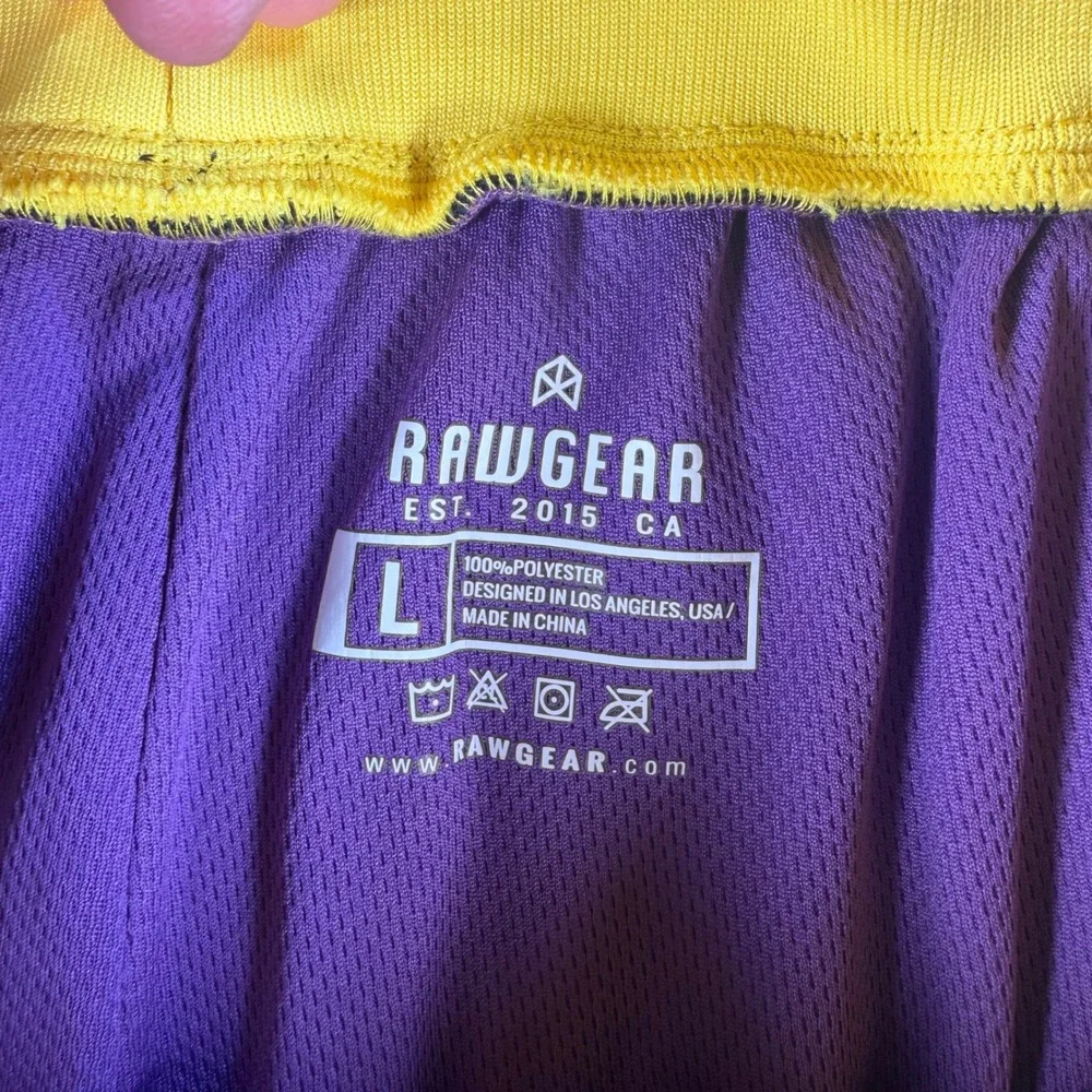 Rawgear Mens Basketball Shorts Purple Yellow vintage  Mesh Athletic Gym  Large